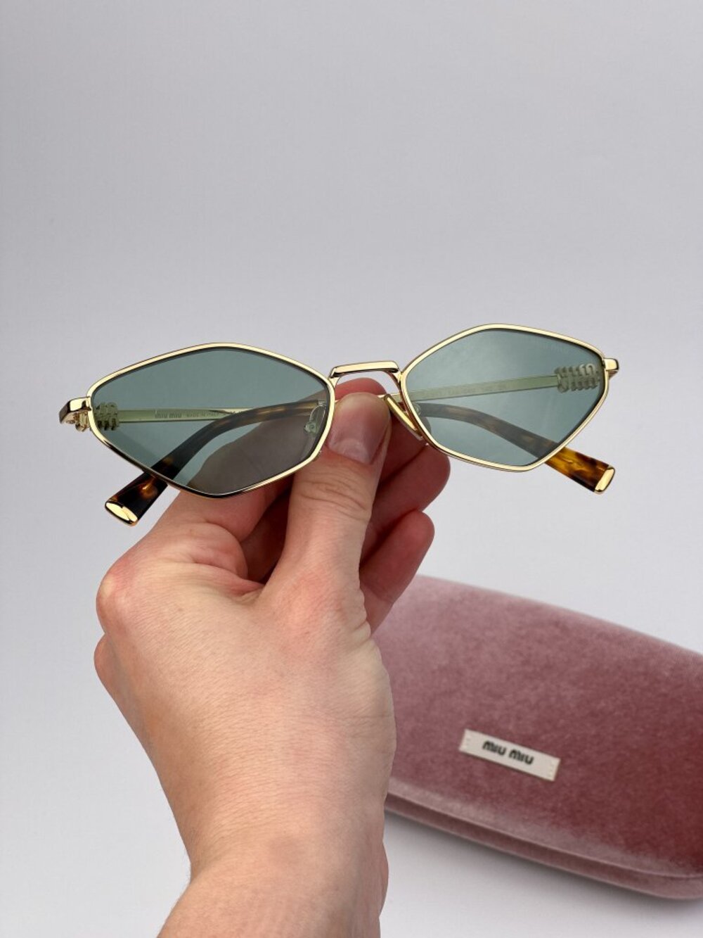 Miu Miu REGARD Women’s Sunglasses Gold Green Mirror Geometric MU56ZS 5AK04M